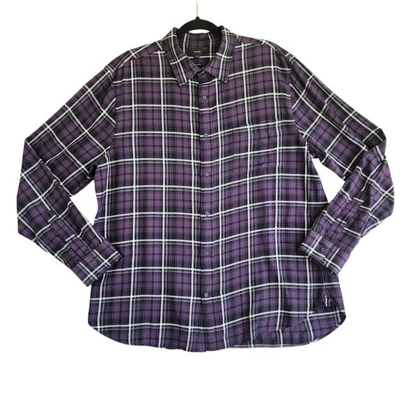 Vince Mens Berkeley Plaid Shirt Size XL Purple Classic Fit Button Down Collared - Picture 2 of 11